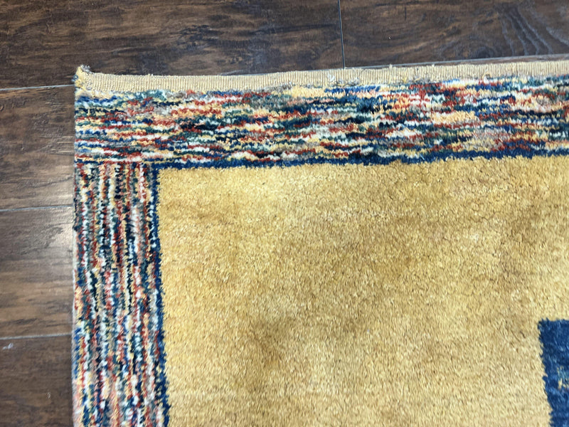 Indo Gabbeh Rug 3.7 x 5, Tribal Rug, Boho Rug, Wool Handmade Carpet by Jewel Rugs