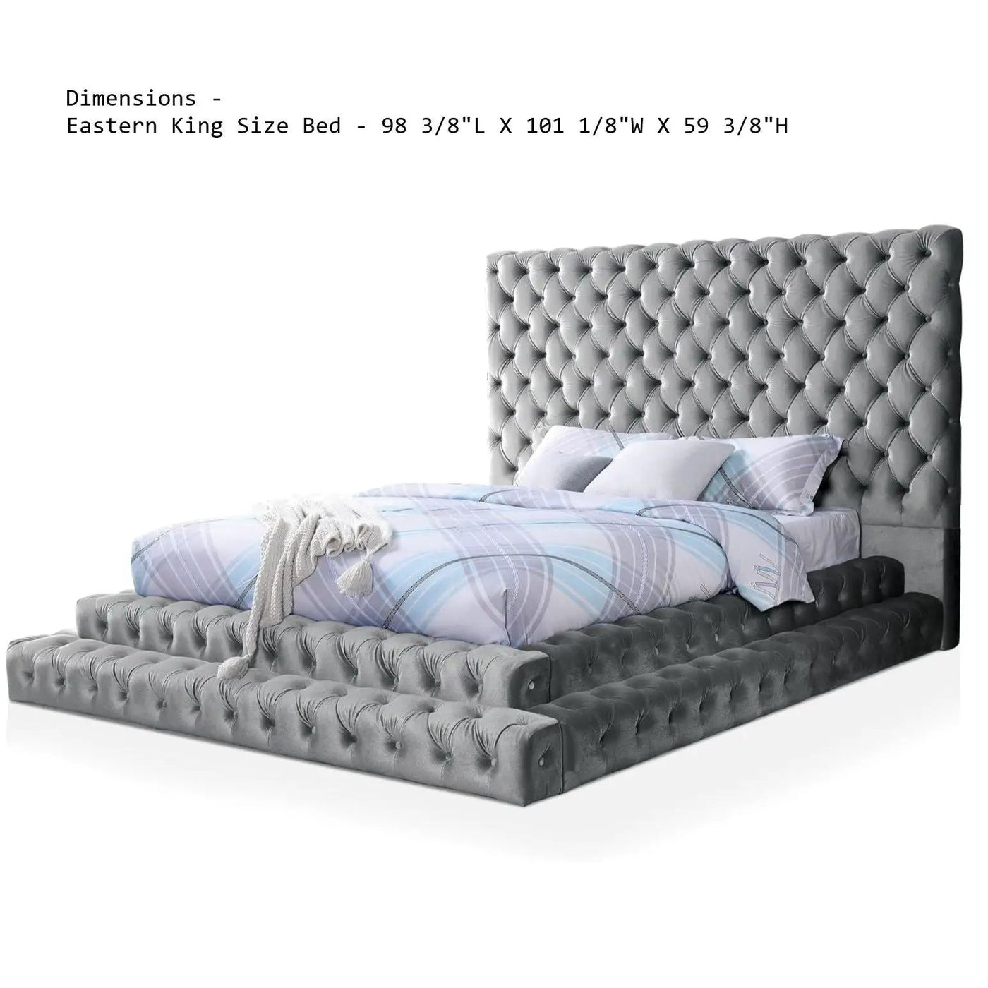 Tufted Oversized Headboard Platform Bed With Fully Upholstered Frame by Unique Piece Furniture