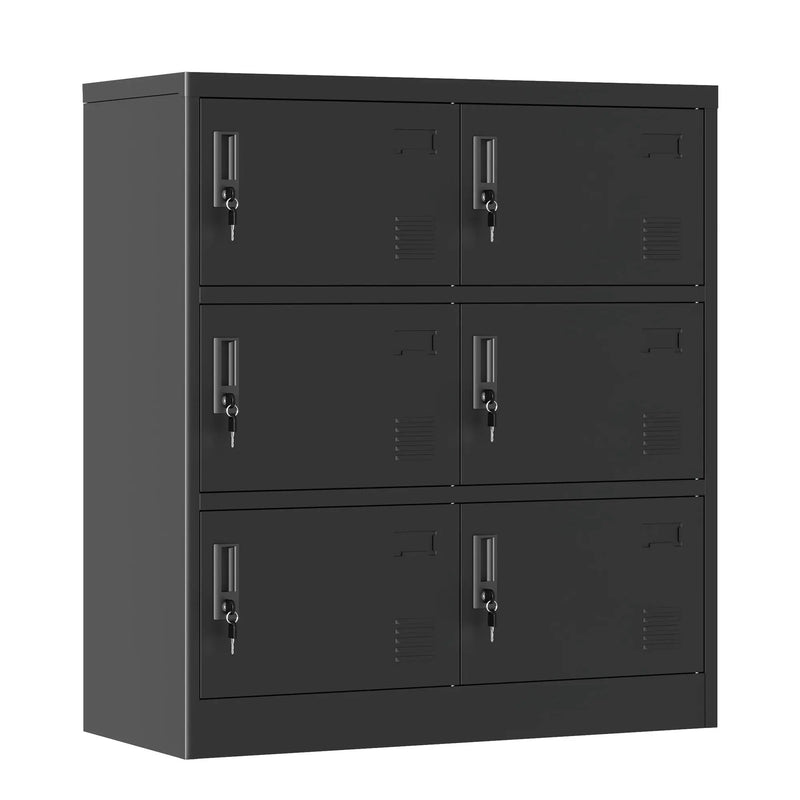 6 Door Employee Storage Locker, Lockers For Office, Gym, School, And Home With Card Slot - Black by HouseOfZazla