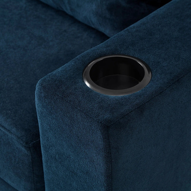 Modern Style Armchair Chaise Lounge Sofa Couch With Movable Storage Ottoman, USB Ports, Cup Holders, Phone Holder, Side Pockets by HouseOfZazla
