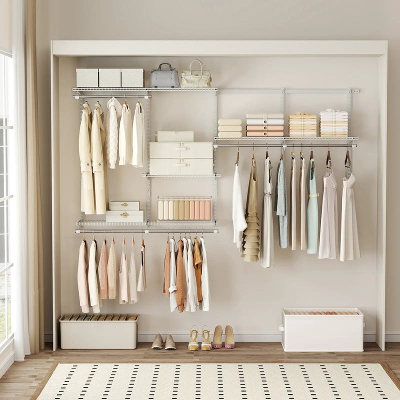 Closet System 4-8 FT Wall-Mounted Closet Shelves and Rod by DirectDeals