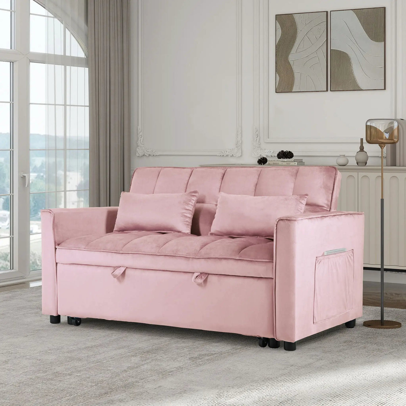 3 In 1 Pull Out Couch Convertible Sofa Bed With Reclining Backrest by Unique Piece Furniture