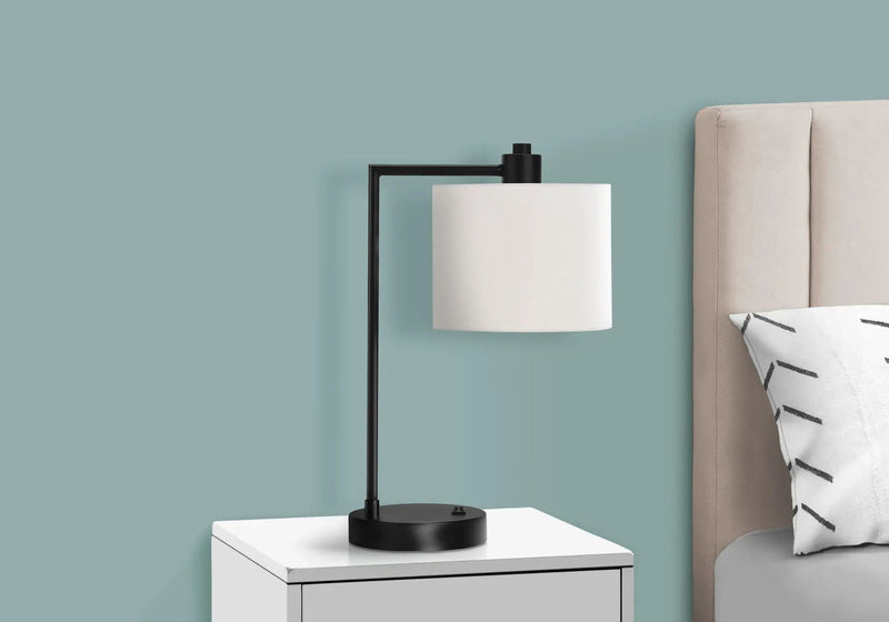 Lighting Table Lamp with USB Port Included, Modern - Black / Cream by HouseOfZazla