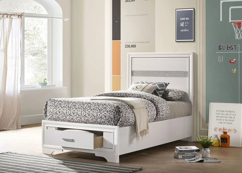 Miranda 51-inch Wood Twin Storage Panel Bed White by Unique Piece Furniture