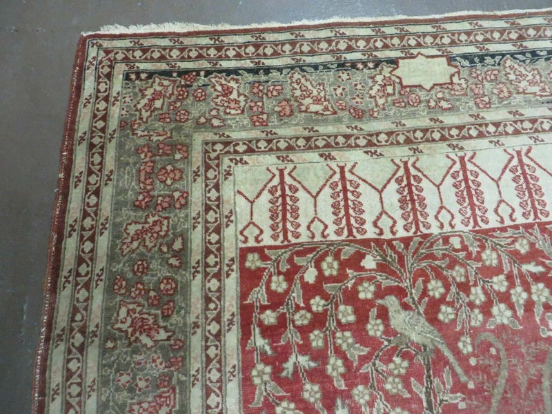 4' X 6' Antique Handmade Turkish Tree Of Life Oriental Wool Rug Birds Red by Jewel Rugs