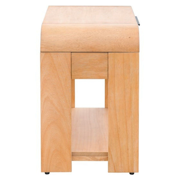 1 Drawer Waterfall Nightstand with Mid Century Design - Natural, photo 2 of 9
