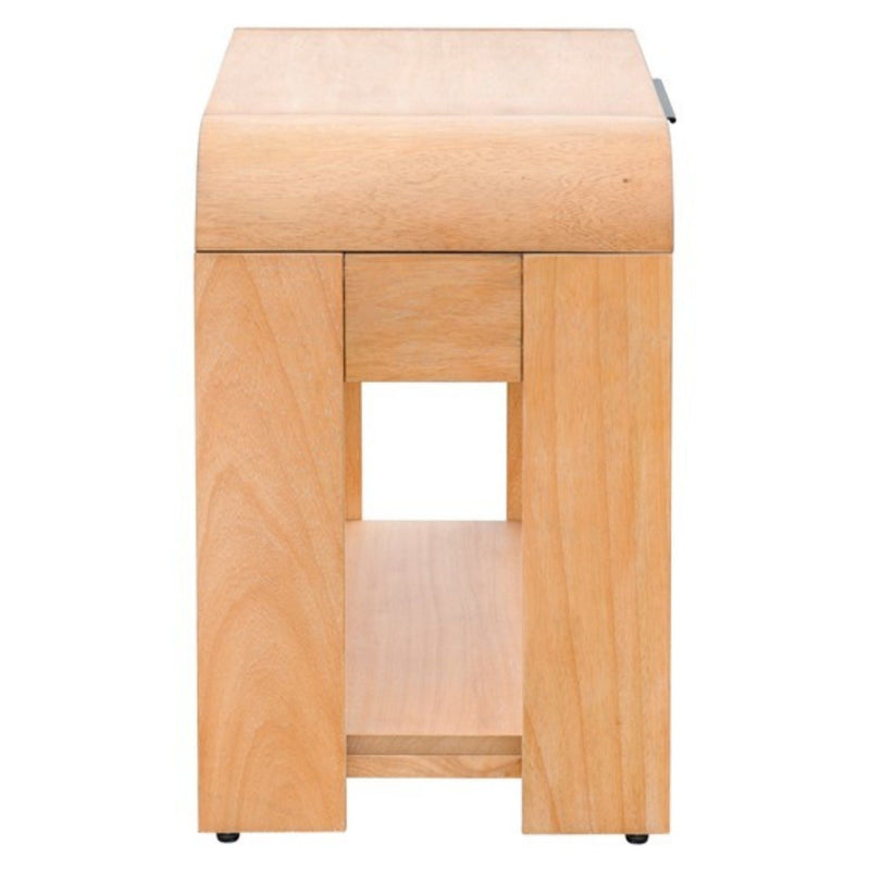 1 Drawer Waterfall Nightstand with Mid Century Design - Natural, photo 2 of 9