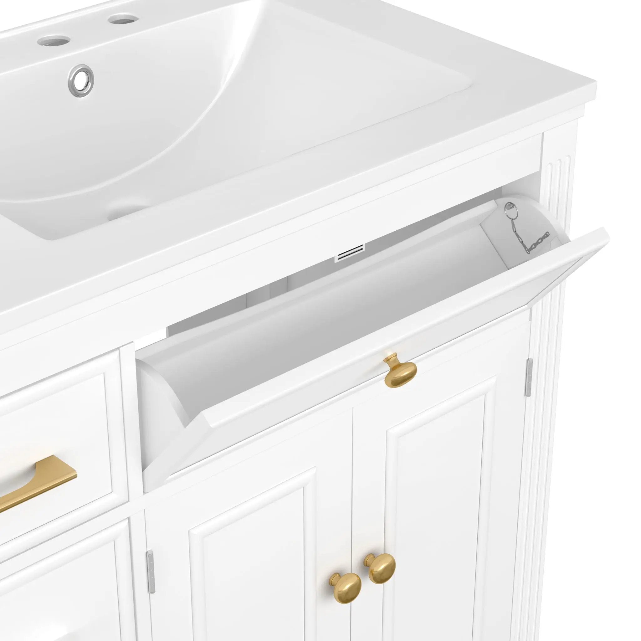 Modern Bathroom Vanity With Ceramic Sink, Freestanding