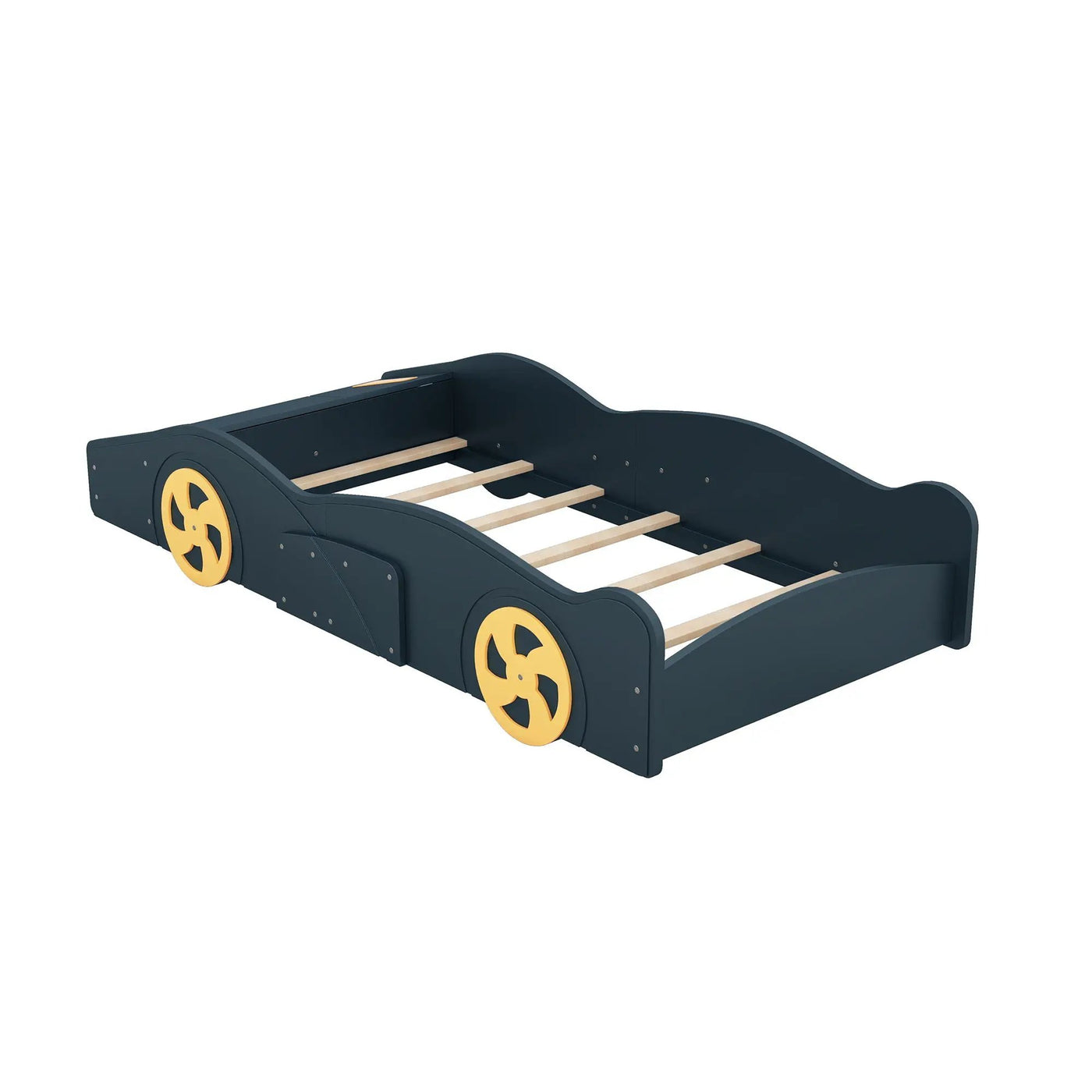 Race Car Shaped Platform Bed With Wheels And Storage by HouseOfZazla