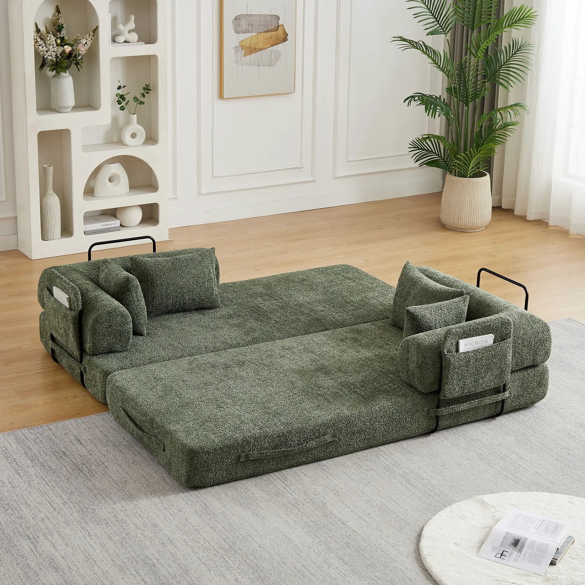 Convertible Sleeper Sofa Bed With Cylindrical Pillow by HouseOfZazla