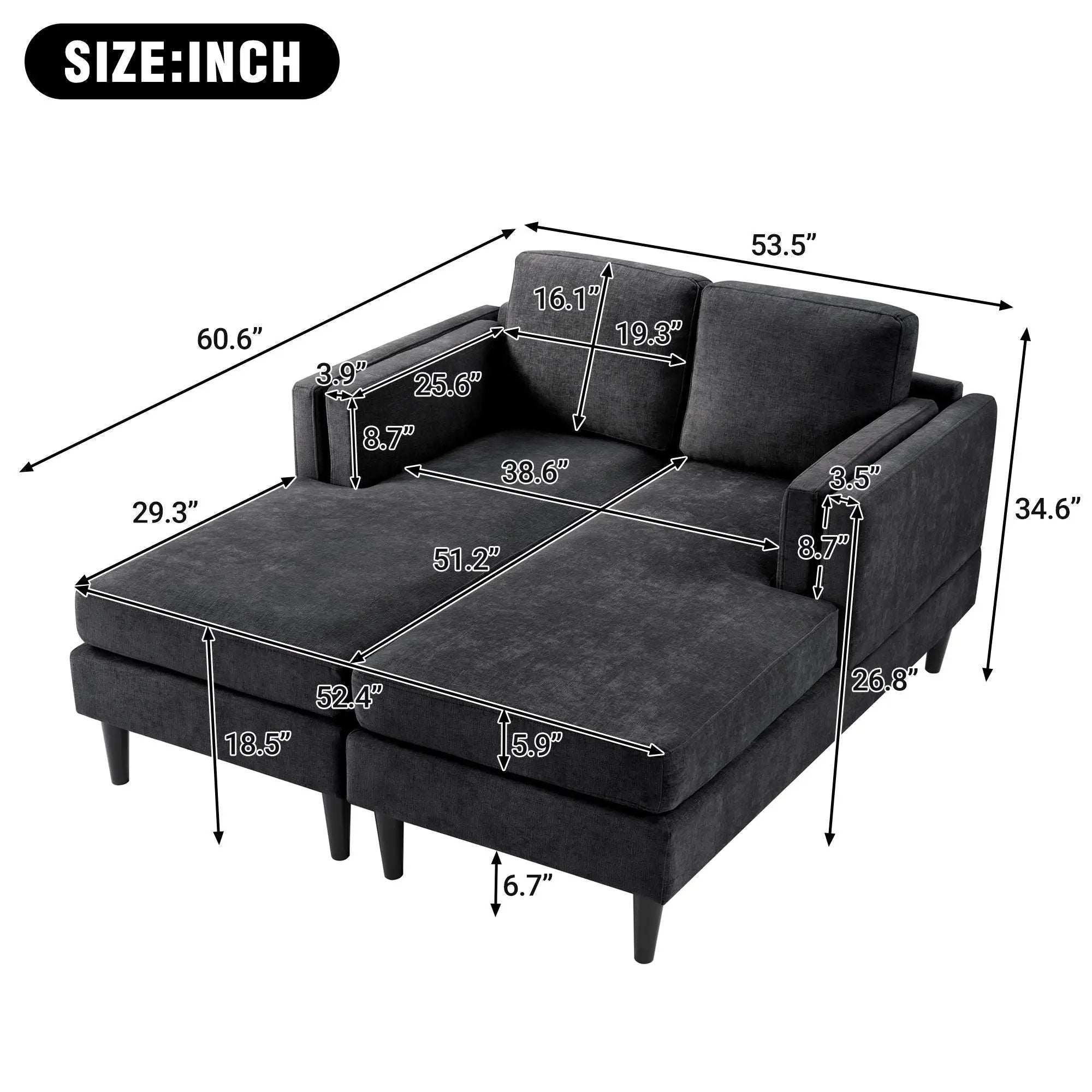 Chaise Lounge Sofa Bed With Dual Layer Armrests for Living Room by HouseOfZazla