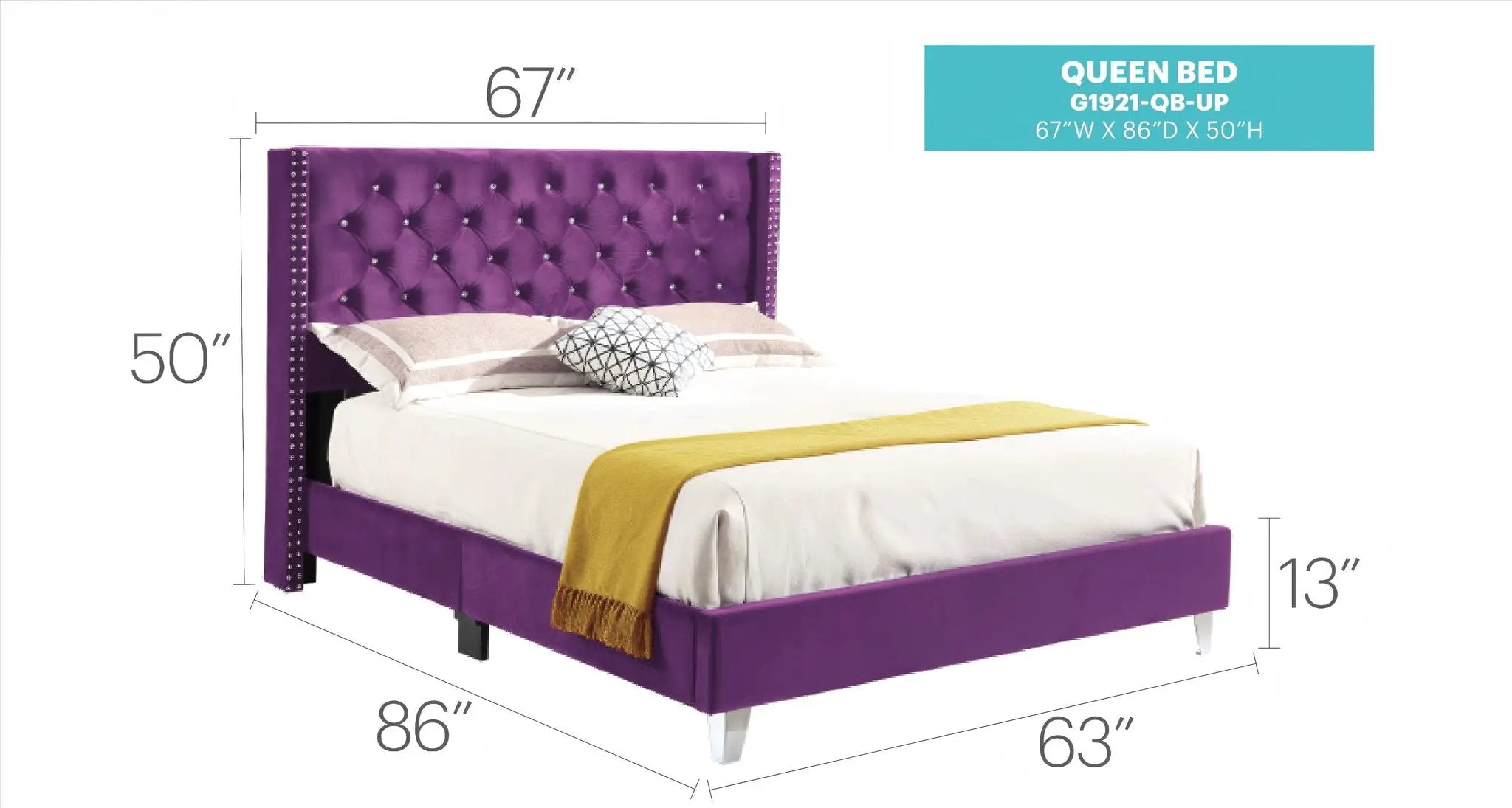 Upholstered Nailhead Trim Chic Bed by Unique Piece Furniture