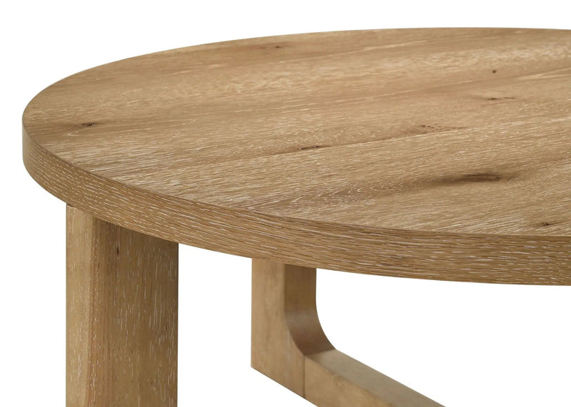 Kessler Round Sculptural Wood Coffee Table Light Oak by Unique Piece Furniture