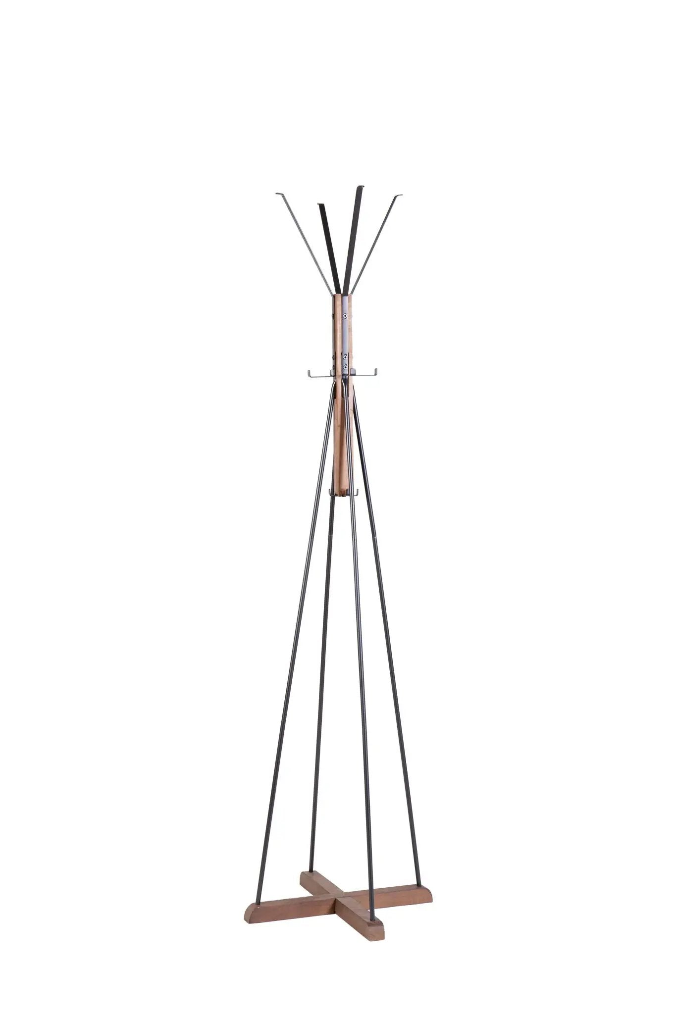 Reclaimed Wood And Metal Freestanding Coat Rack With Hooks Use In Bedroom, Living Room - Natural by HouseOfZazla