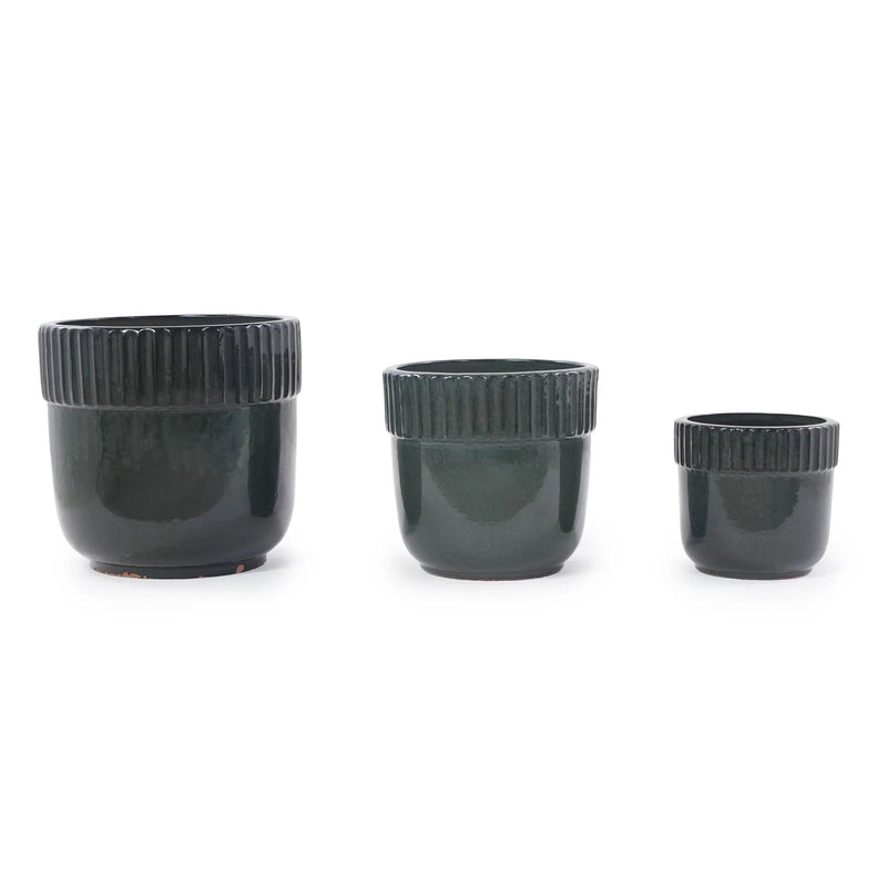 Handmade Ceramic Planter Set of 3, 15/12/9 Inch Diameter, Dark by HouseOfZazla