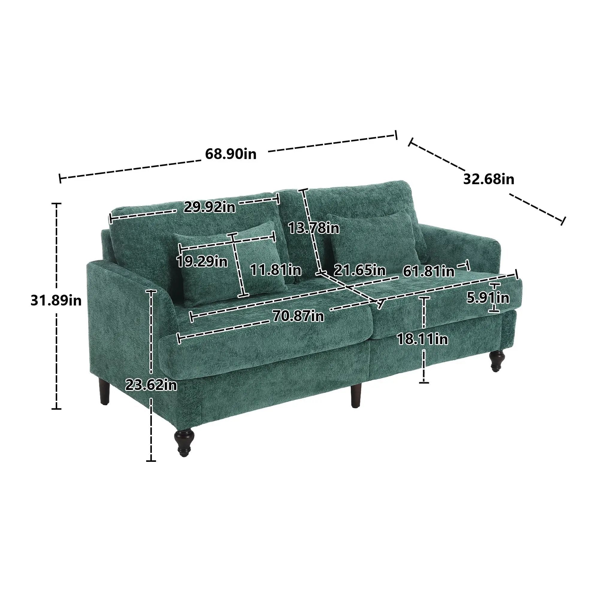 Mid Century Modern Fabric Loveseat Sofa, 2 Seat Upholstered Couch by Unique Piece Furniture
