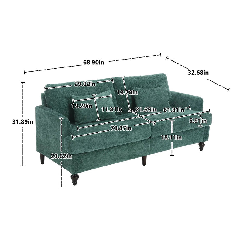 Mid Century Modern Fabric Loveseat Sofa, 2 Seat Upholstered Couch by HouseOfZazla