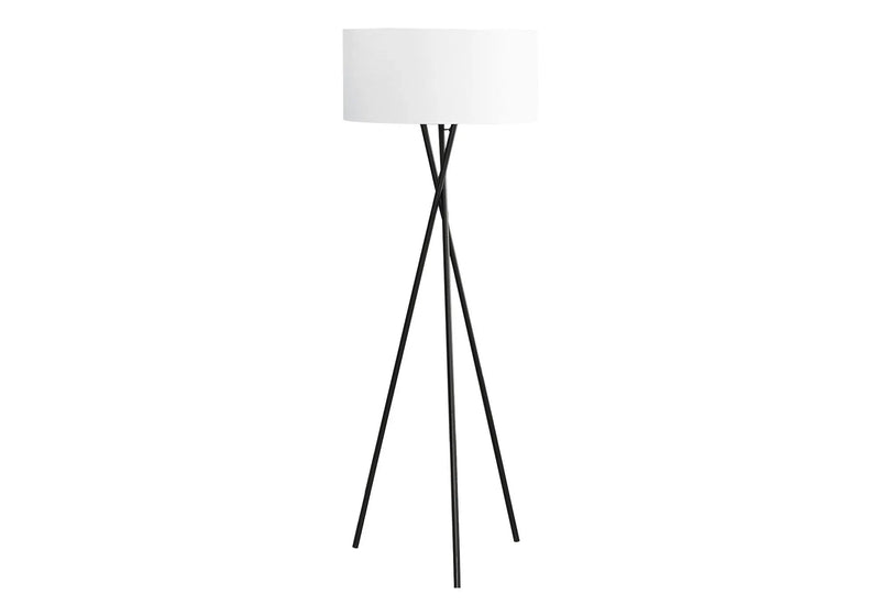8th Street Black Metal Floor Lamp with Ivory Fabric Shade by HouseOfZazla