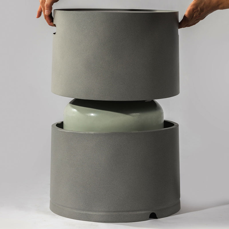 Propane Tank Cover Round Tank Holder Hide Away Side Table - Gray by HouseOfZazla