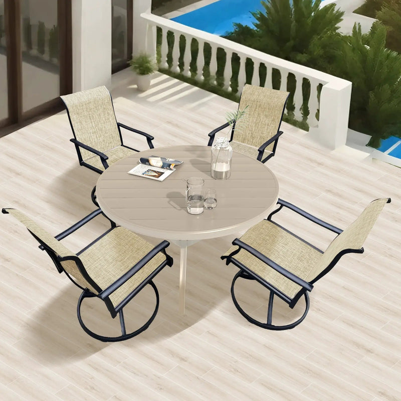 Outdoor Patio Furniture Set for 4 with Swivel Chairs by HouseOfZazla