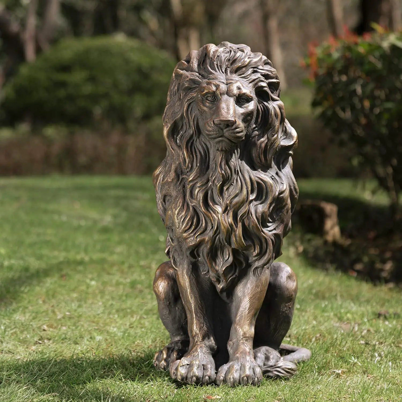 20.5" Lion Statue - Resin Outdoor Guardian Sculpture by HouseOfZazla