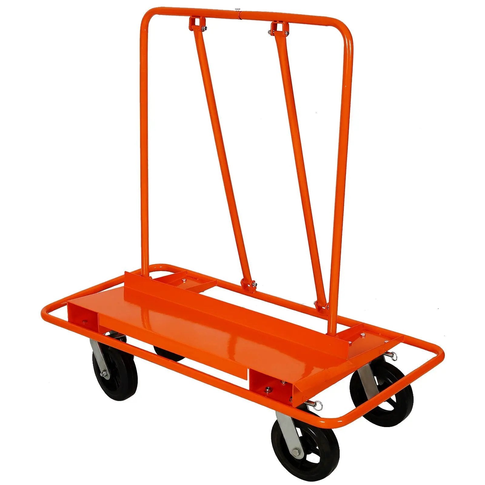 Heavy Duty Drywall Sheet Cart & Panel Dolly With 2400Lbs Capacity, Mold On Rubber Wheels, Steel Construction - Orange by HouseOfZazla