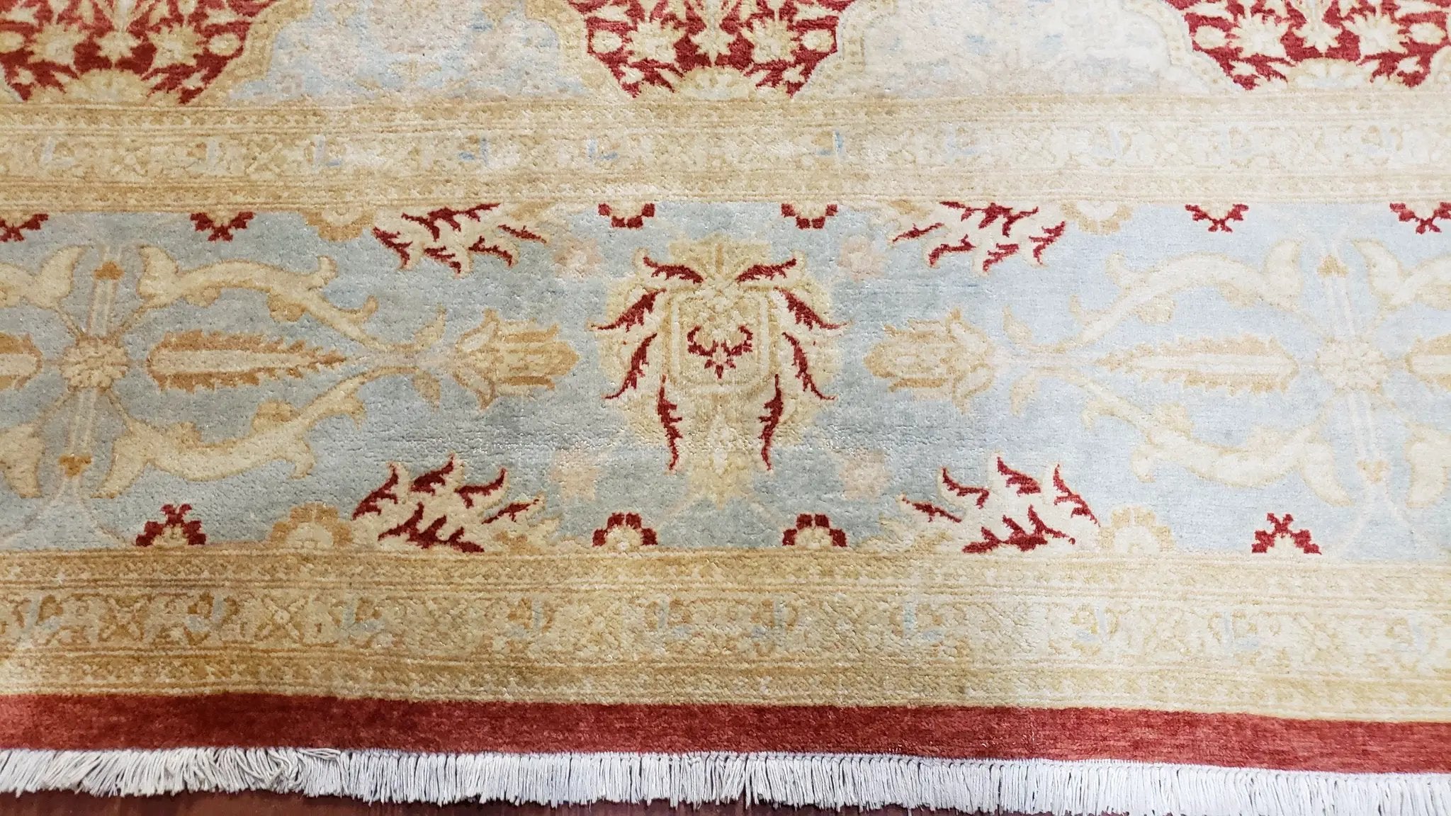 9x12 Peshawar Rug Pakistani Oriental Carpet Sky Blue and Red Wool Vintage Master Bedroom Rug Hand-Knotted Living Room Rug Dining Room Rug by Jewel Rugs