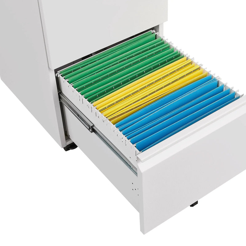 2 Drawer File Cabinet With Lock, Metal Under Desk Rolling Filing Cabinet Fits Letter / Legal / A4 Size For Home Office, Mobile Filing Cabinet by Unique Piece Furniture