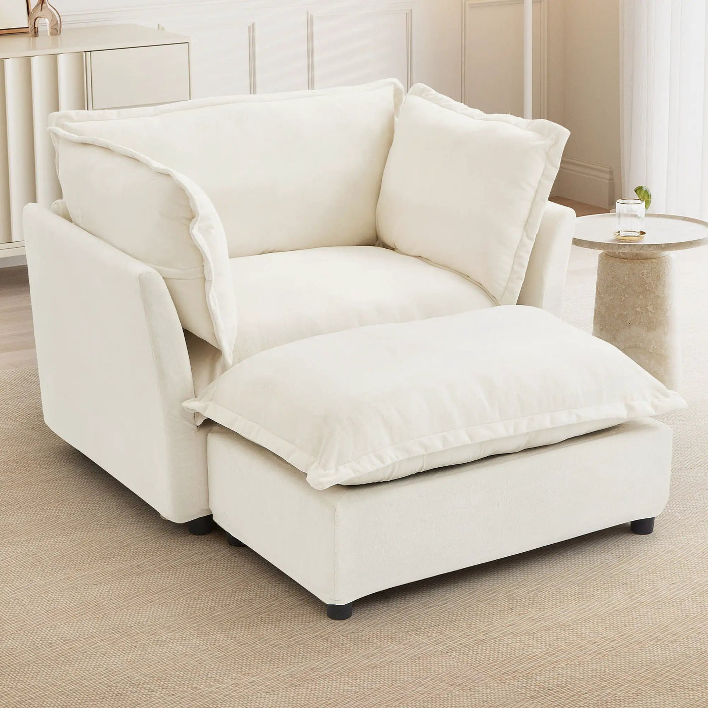 Modern Armchair Sofa With Movable Ottoman by HouseOfZazla