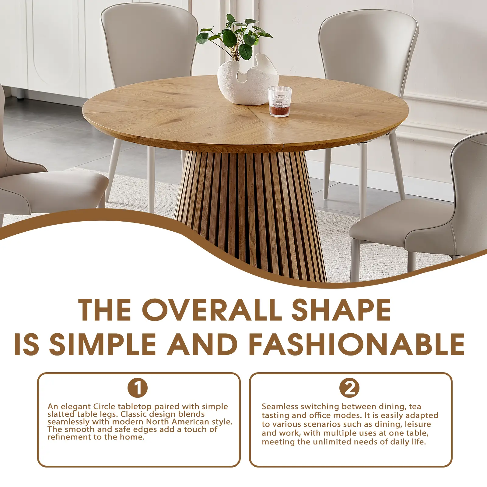 Wooden Dining Table - Modern Round Design for Versatile Use by HouseOfZazla