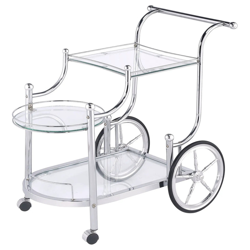 Reia - 3 Tier Cart With Casters & Tempered Glass Design - Chrome by HouseOfZazla