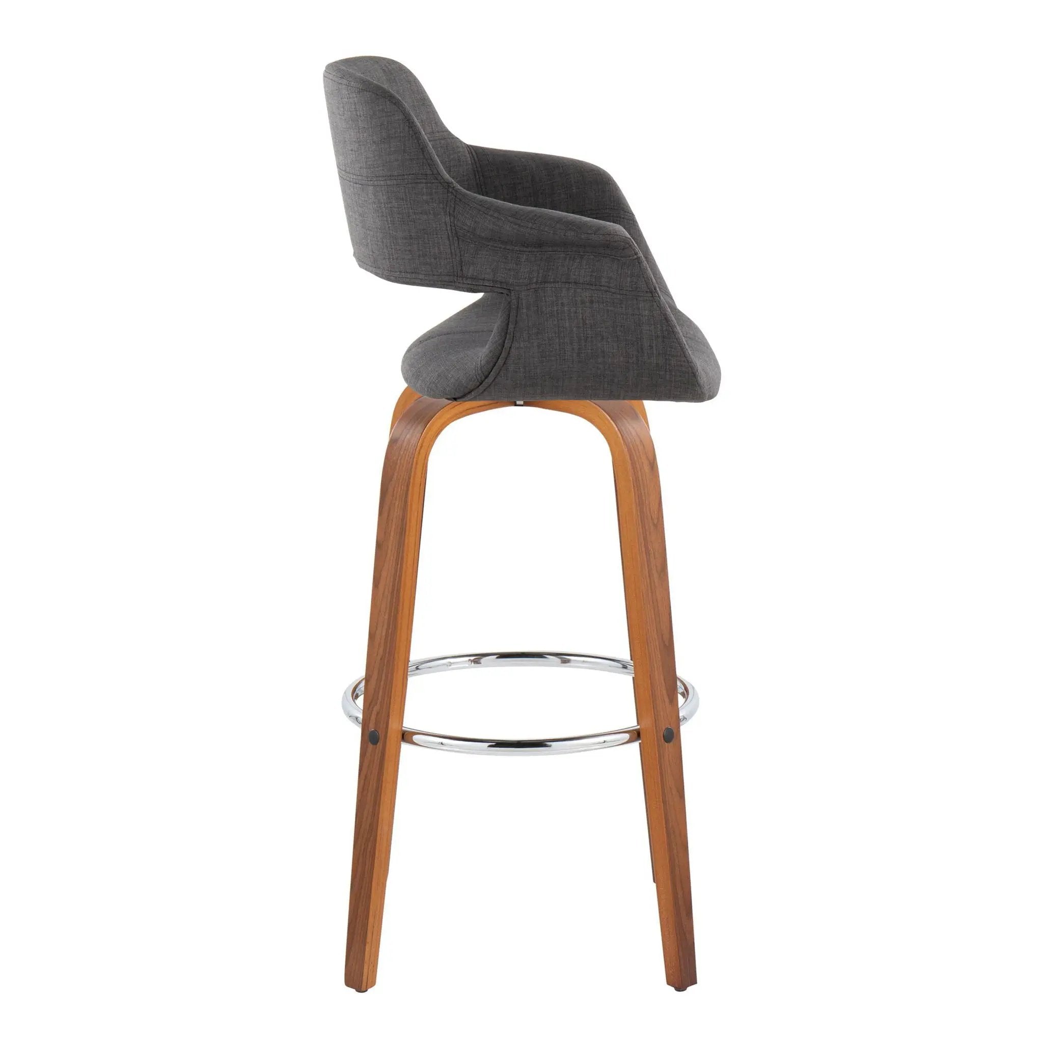 Vintage Flair - Mid Century Modern Fixed Height Barstool With Swivel & Round Footrest (Set of 2) by HouseOfZazla