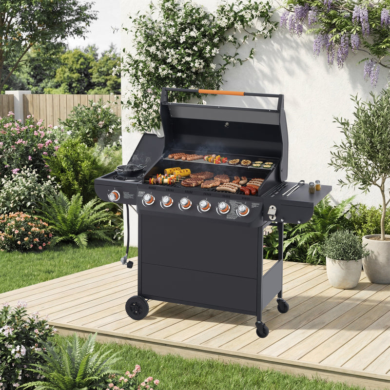 6 Burner BBQ Propane Gas Grill with Side Burner by HouseOfZazla