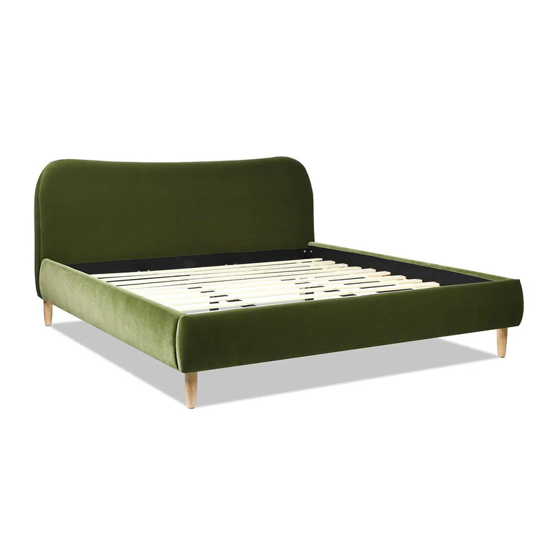 Roman - Curved Headboard Upholstered Platform Bed by HouseOfZazla