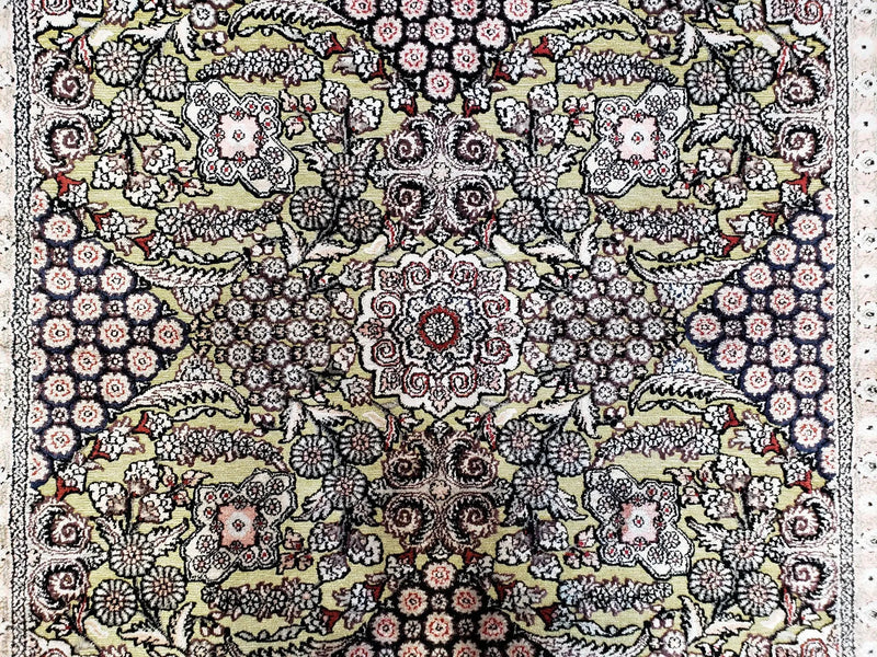 5x8 Indian Kashmiri Silk Rug with Gold Threads by Jewel Rugs