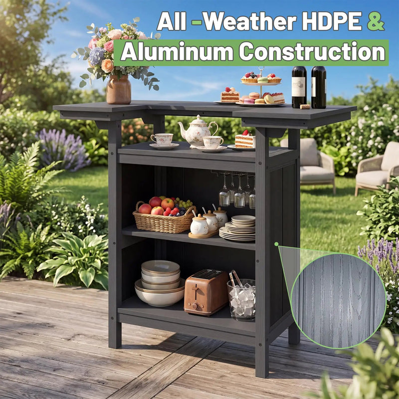 Outdoor Bar Patio Kitchen Island with HDPE & Aluminum Frame by HouseOfZazla