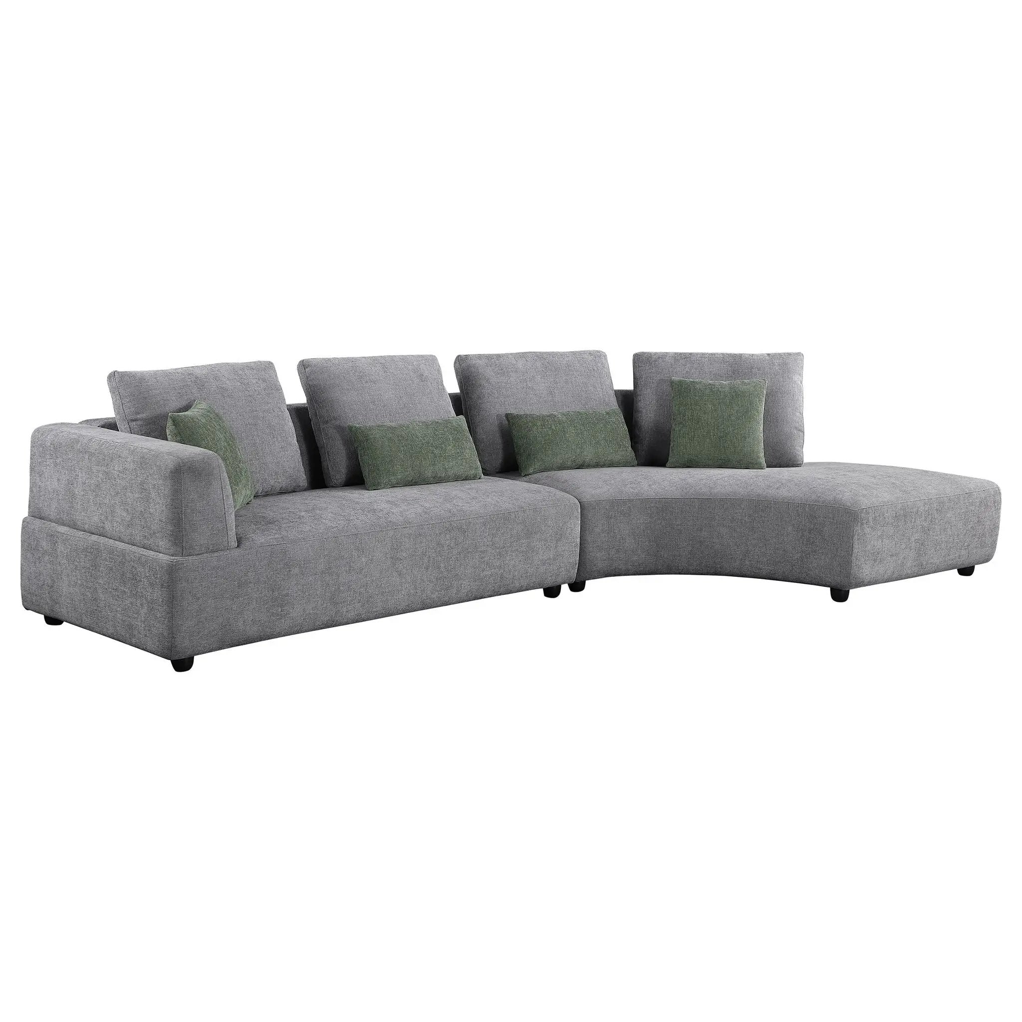 Lincoln - Upholstered Curved Sectional Sofa With Pillow Back Cushions - Gray by HouseOfZazla
