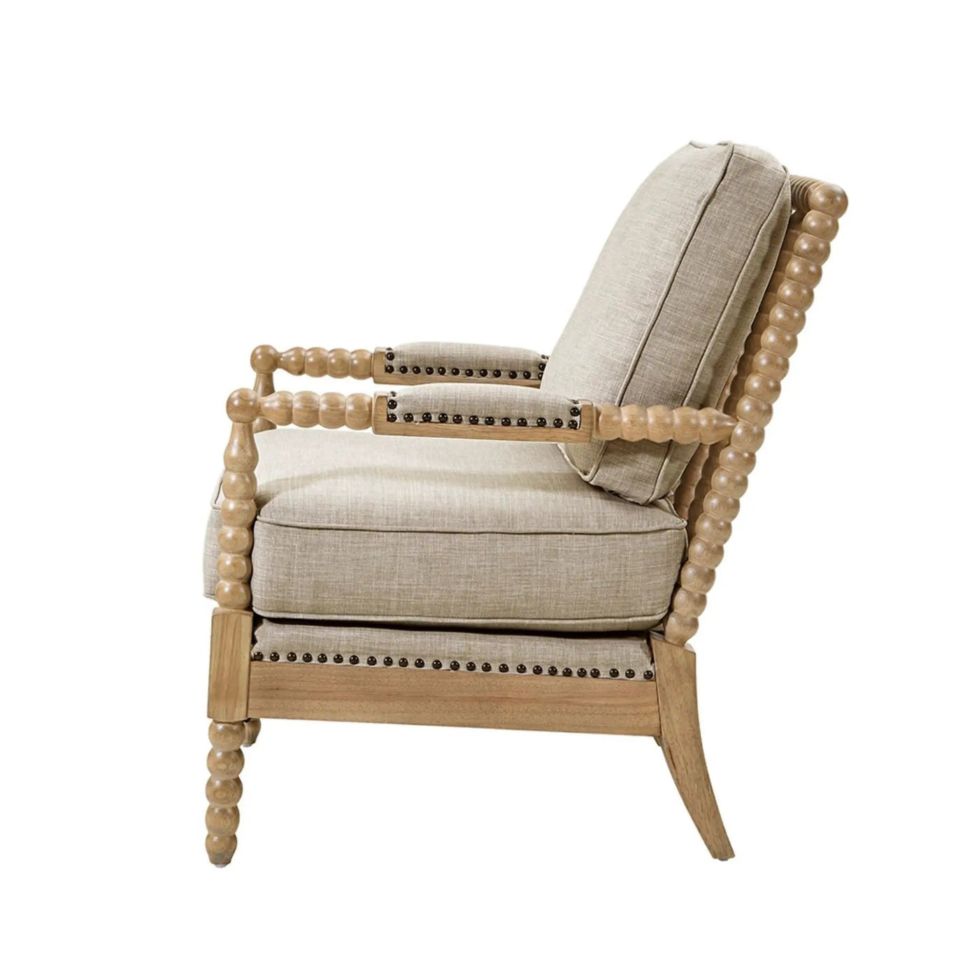 Arm Chair With Open Back Spindle Design, Padded Armrests by HouseOfZazla