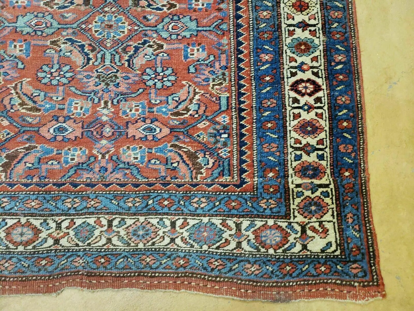 3' 8" X 11' Antique Handmade Turkish Wool Rug Veg Dye Runner Nice Rusted Red by Jewel Rugs