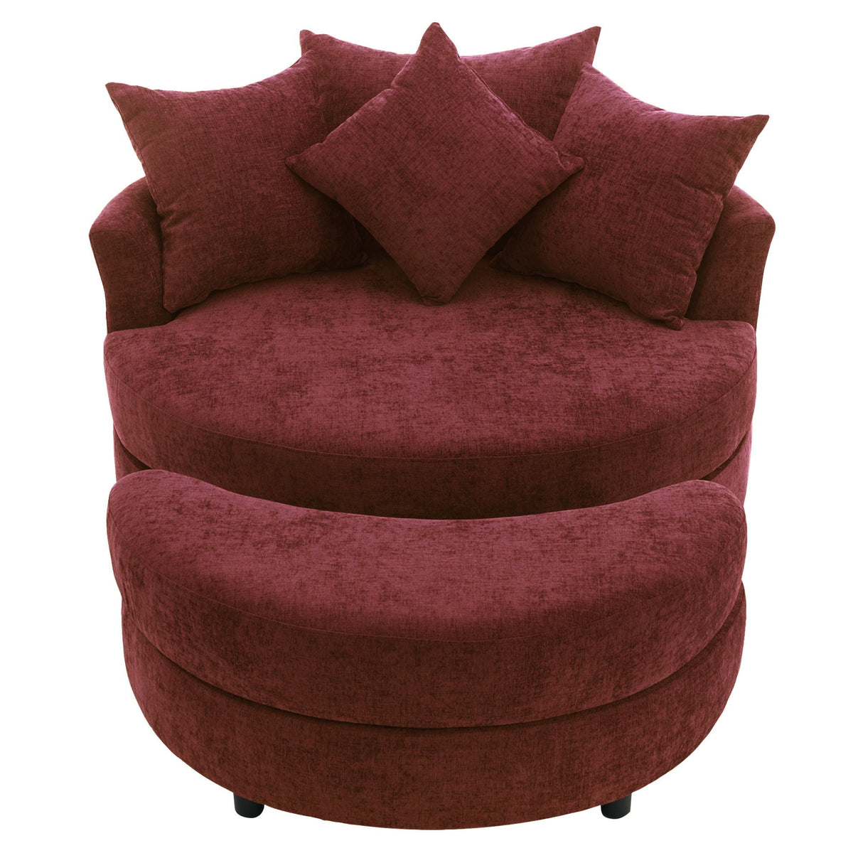 360° Swivel Accent Barrel Chair With Storage Ottoman & 4 Pillows, Modern Leisure Chair Round Accent For Living Room