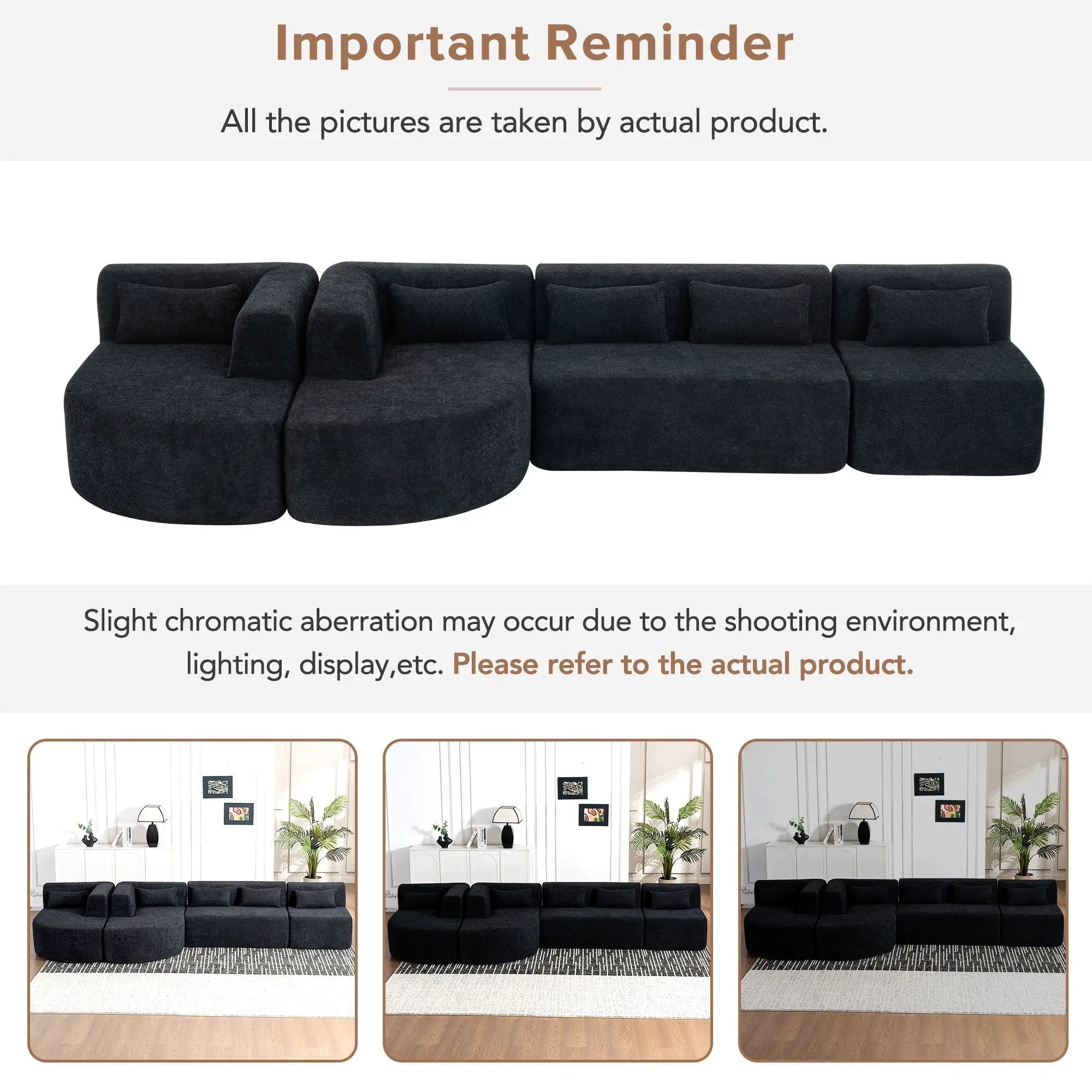 Upholstered Sofa Free Combined Sofa Couch With 2 Chaise Lounge And Five Back Pillows For Living Room by HouseOfZazla