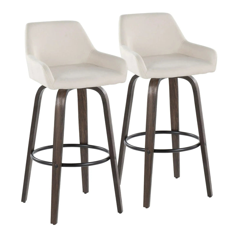 Daniella - Contemporary Fixed Height, Barstool With Swivel With Round Footrest (Set of 2) by Unique Piece Furniture