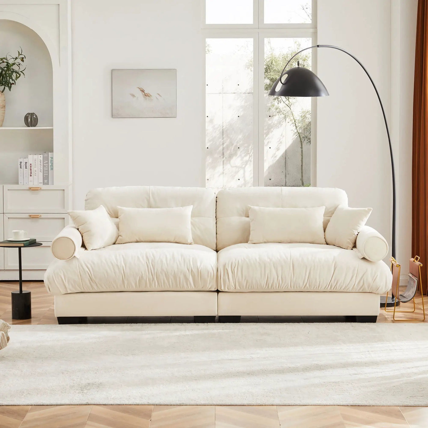 Modern Sofa With Bolstered Armrests And Pillows by HouseOfZazla