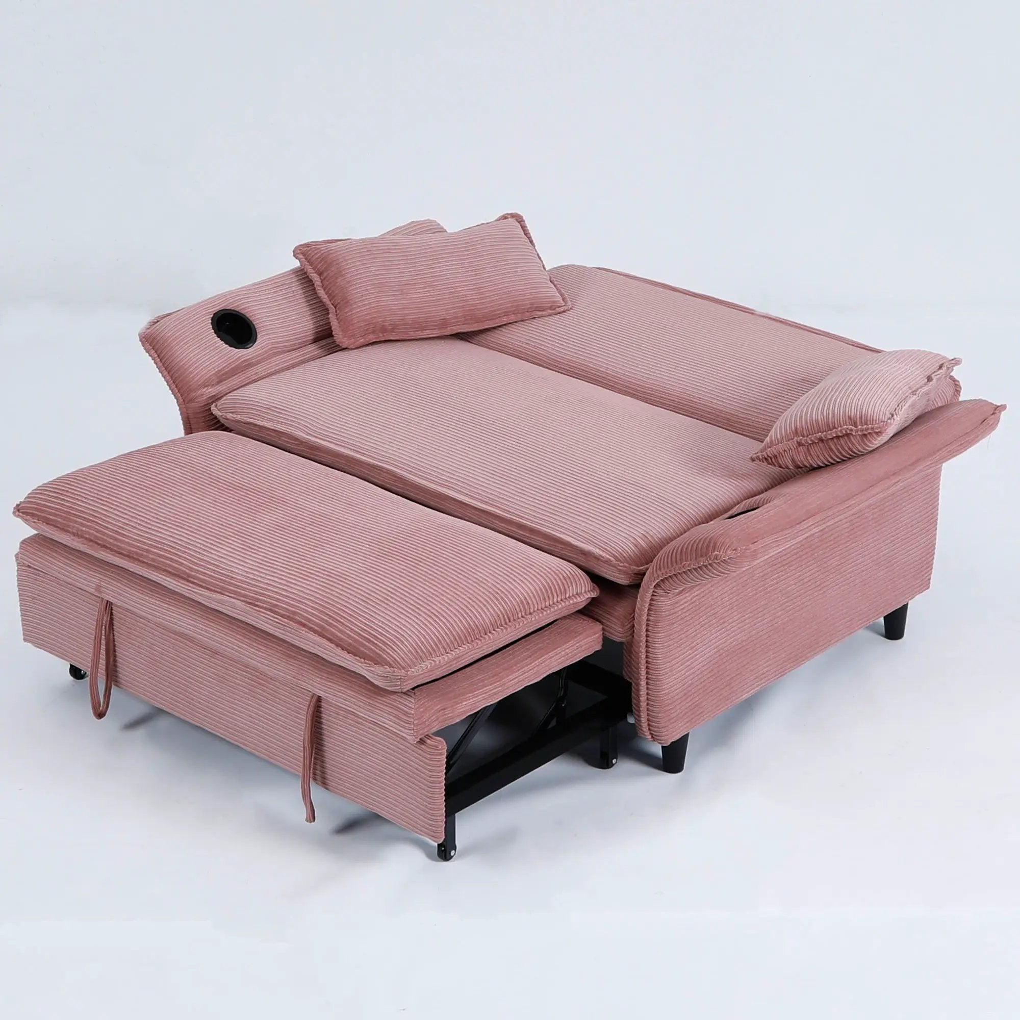 Modern Fabric Multi-Functional Sofa Bed With Adjustable Armrests And Backrests by Unique Piece Furniture