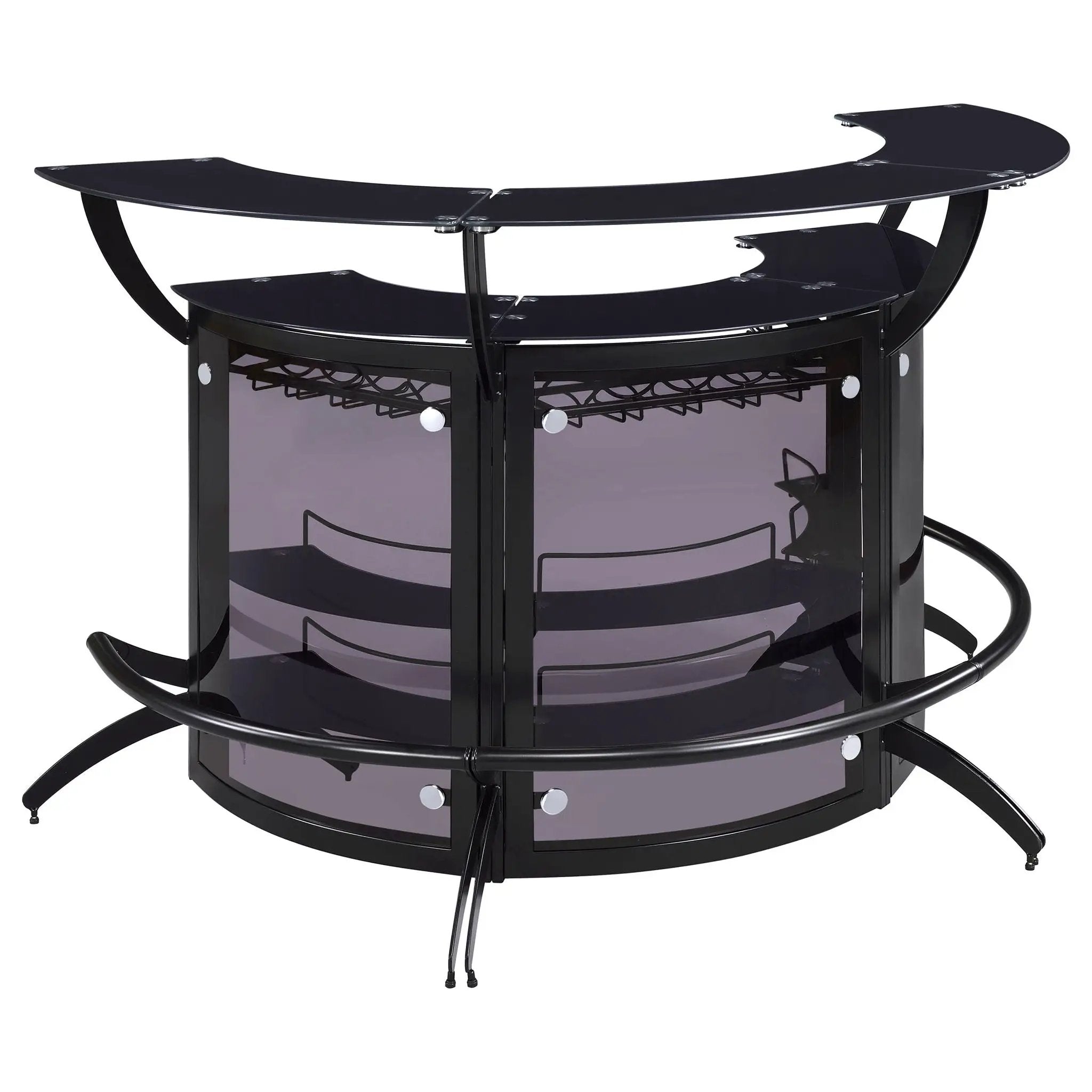 Elaina - 3 Piece Curved Freestanding Home Bar - Black by HouseOfZazla