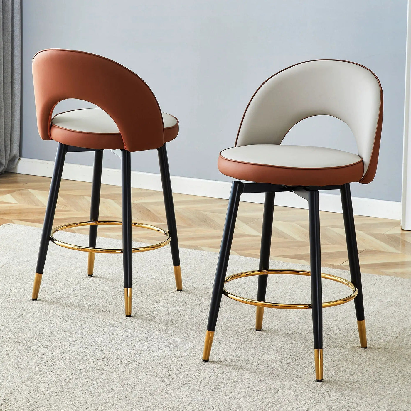 Upholstered Rotatable Bar Chair With Metal Legs For Dining Room by HouseOfZazla