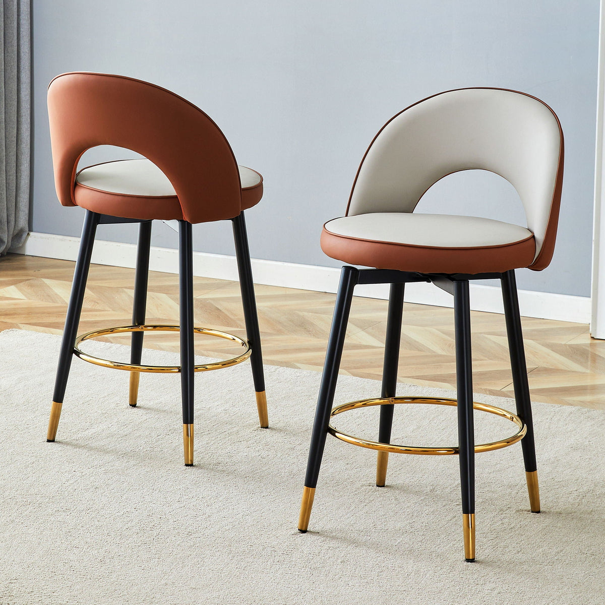 Upholstered Rotatable Bar Chair With Metal Legs For Dining Room, photo 7 of 12