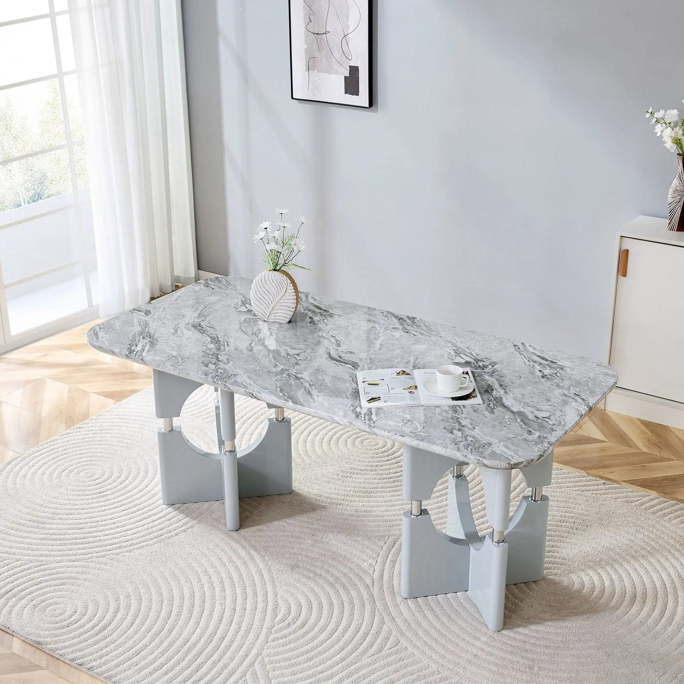 Modern Dining Table With Sleek Hollow-Out Frame And Accents by HouseOfZazla