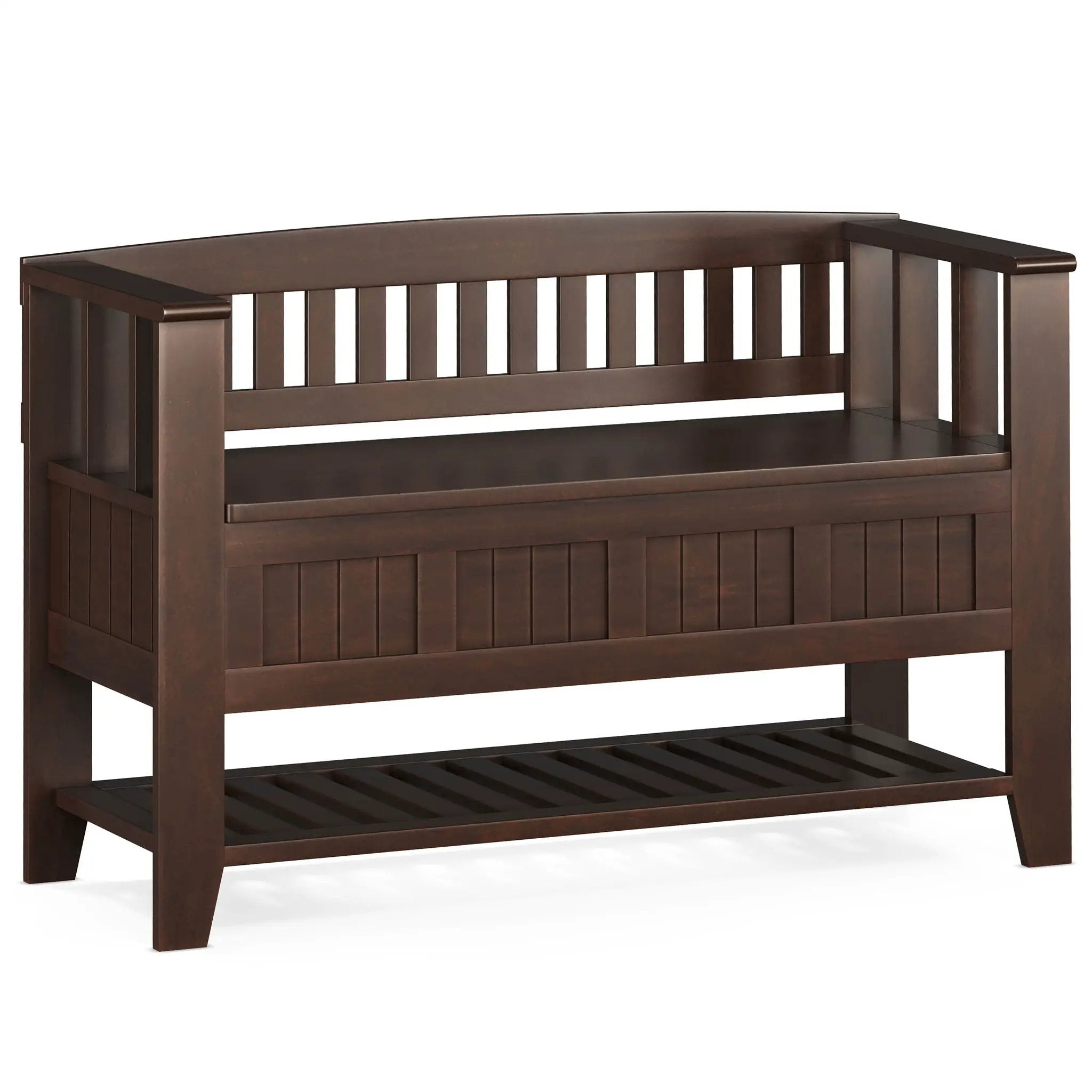 Acadian - Entryway Storage Bench With Shelf - Brown by HouseOfZazla