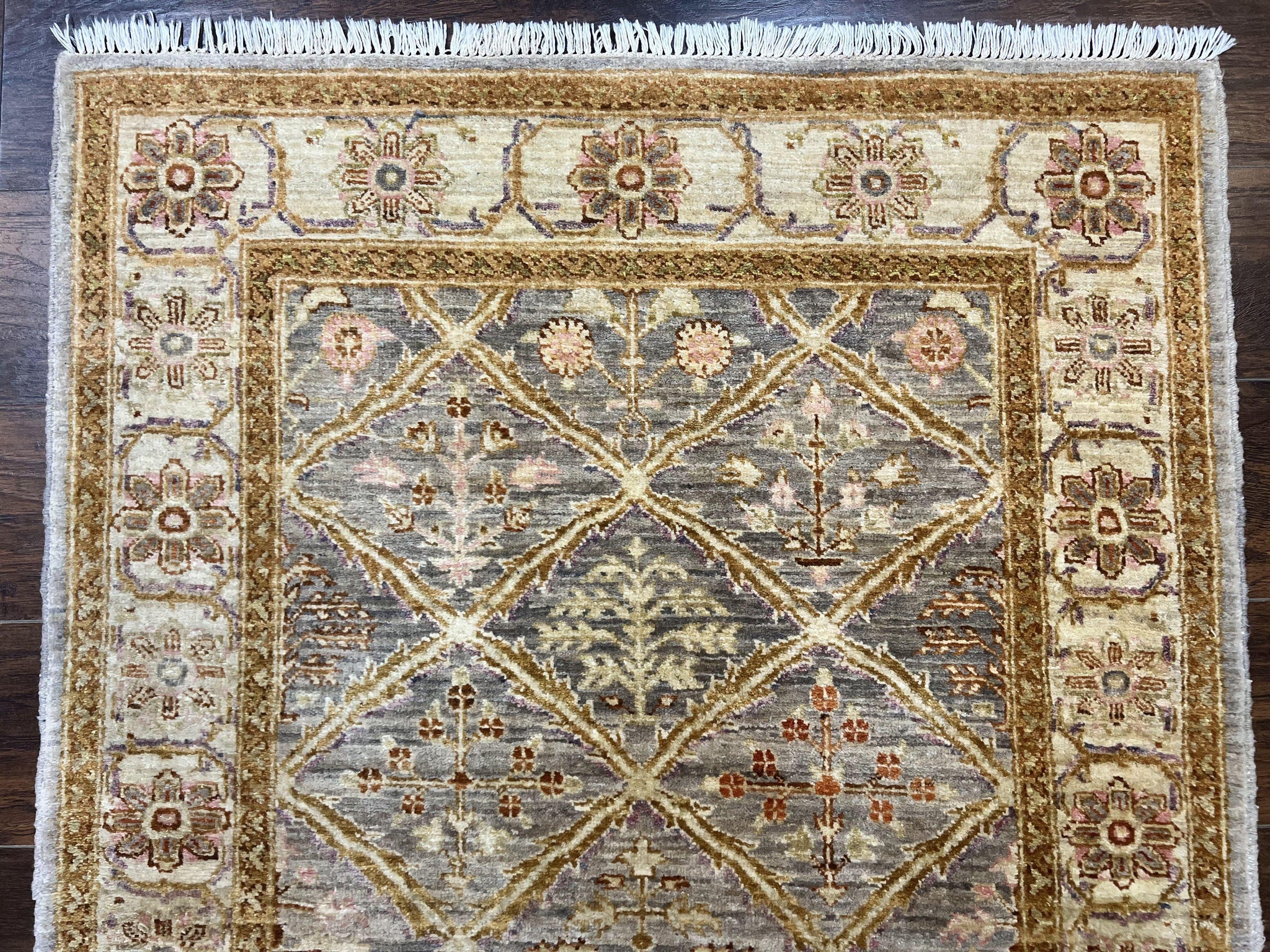 Pakistani Peshawar Rug 3.6 x 5, Safavieh Wool Handmade Hand Knotted Vintage Rug, Panel Design Oriental Carpet, Pair C by Jewel Rugs